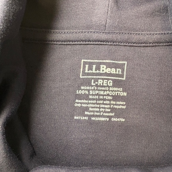 L.L. Bean 100% Supima Cotton Navy Blue  Cowl Neck Long Sleeve Large-Reg - Picture 6 of 6